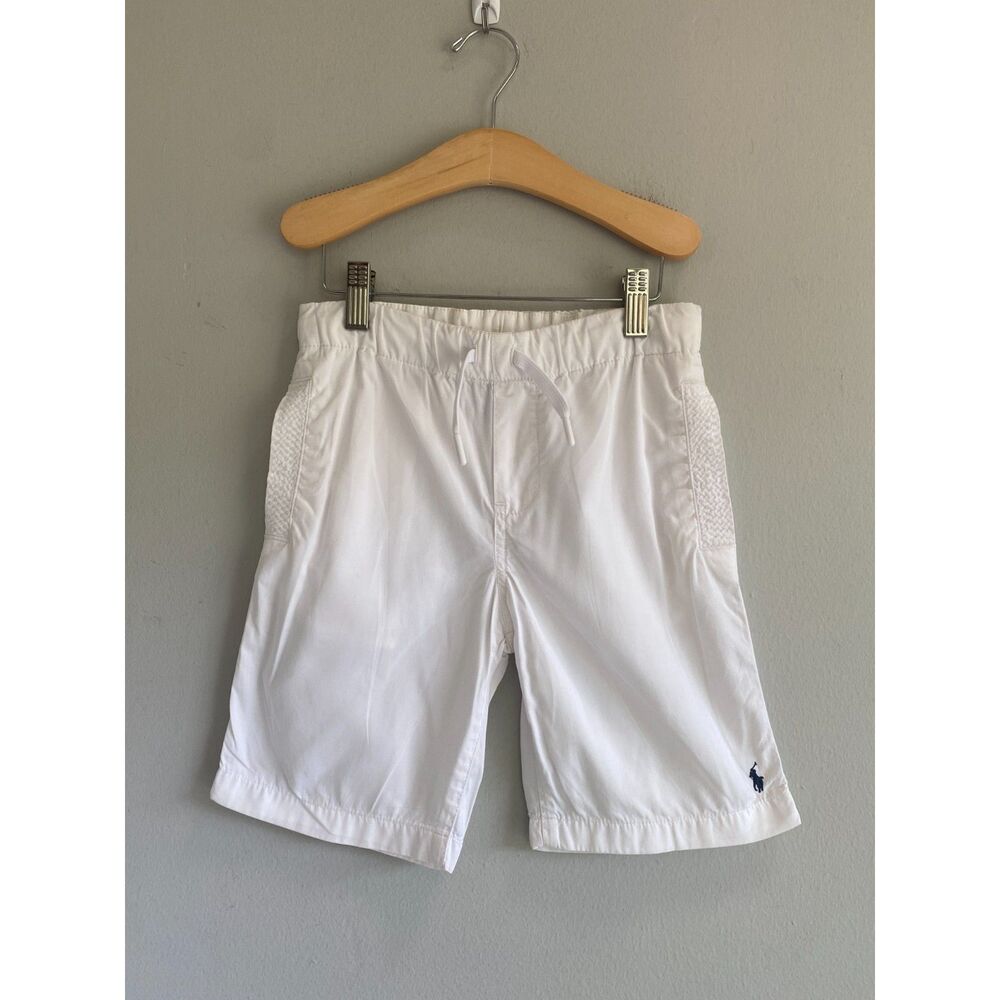 Polo Ralph Lauren Drawstring Shorts 100% Cotton, Boys Sz 7 White Side Pockets